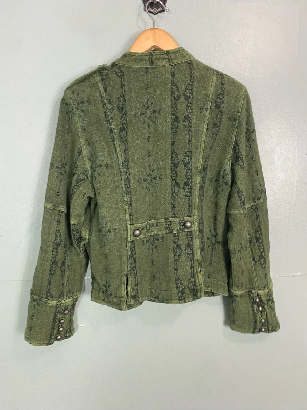 Free People Lotty Jacquard Jacket Green Military Tapestry Large - Picture 4 of 4